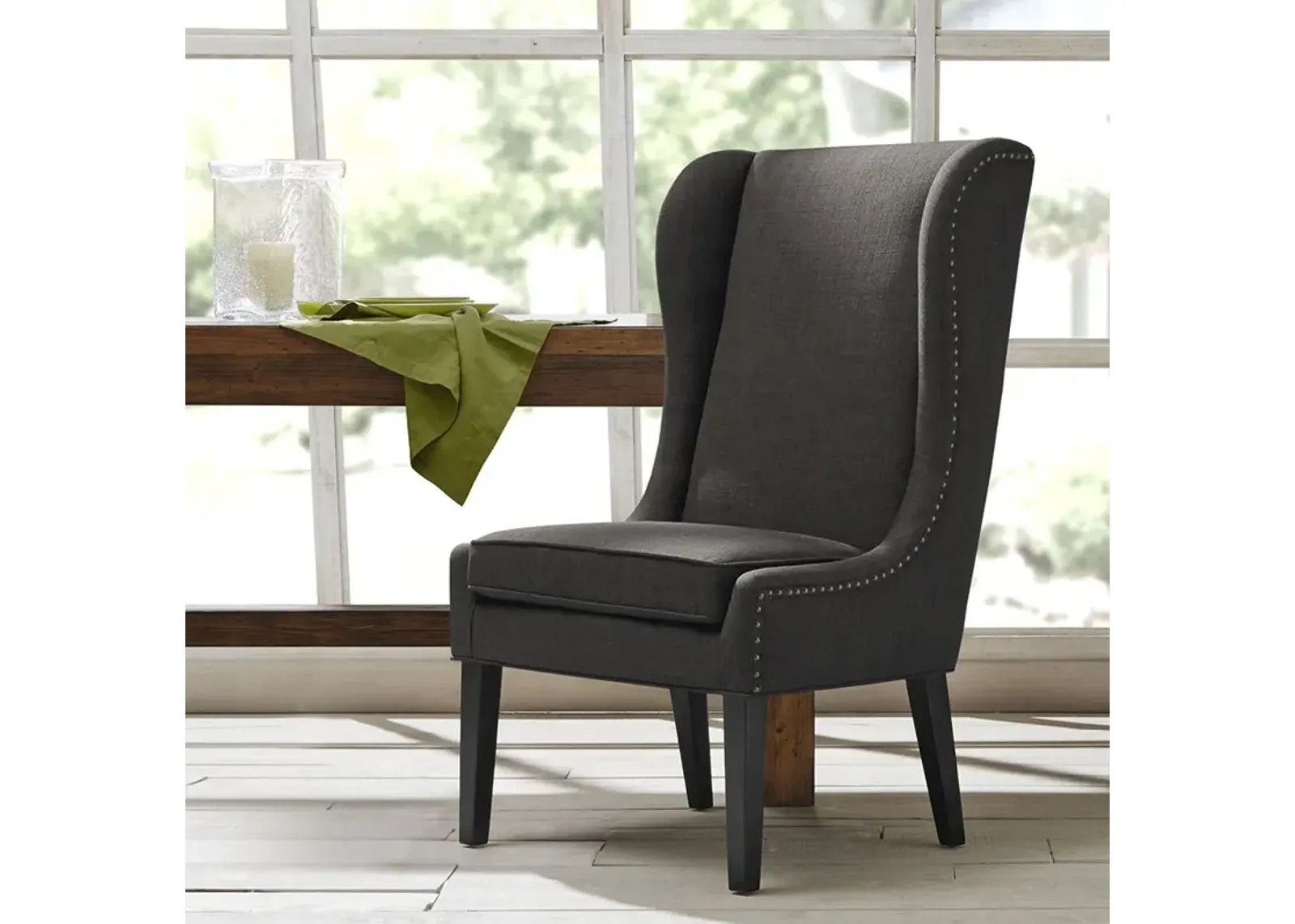 Madison Park Garbo Charcoal Captains Dining Chair