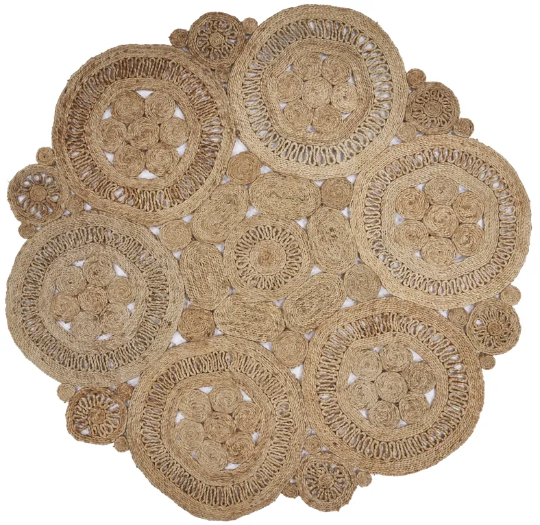 Nature Contemporary Braided Organic Jute Indoor Round Area Rug 6'