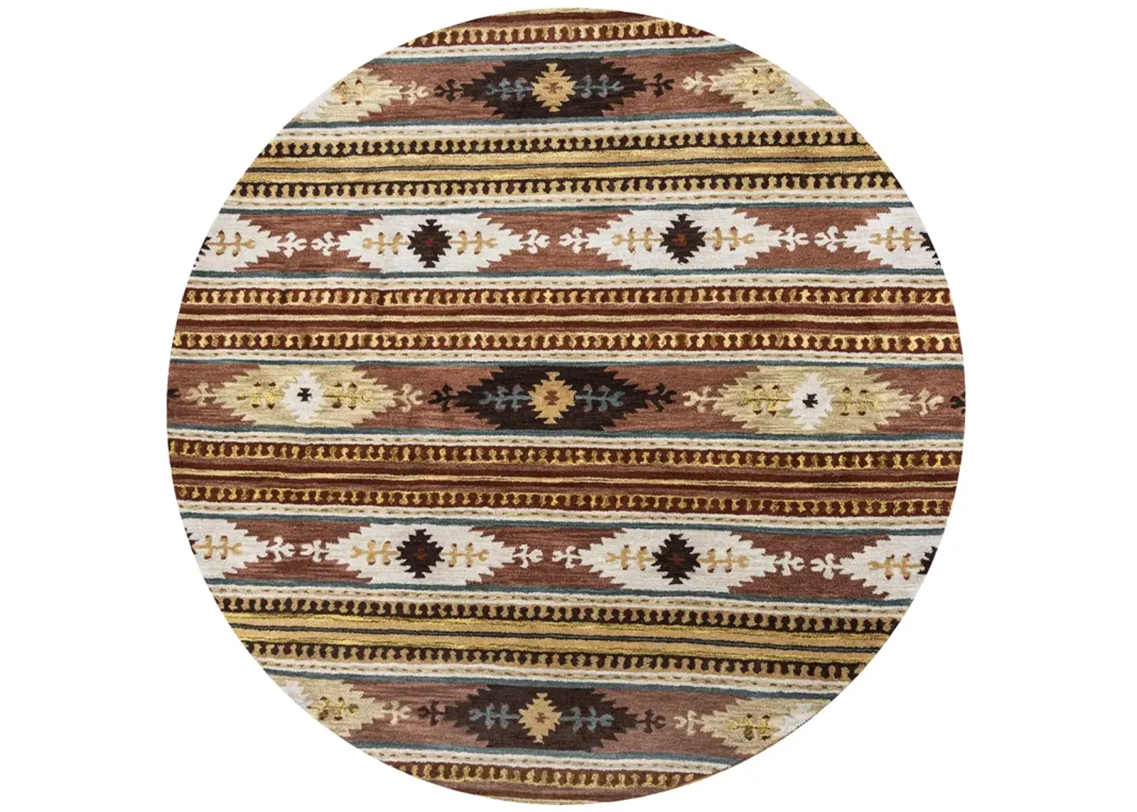 Southwest Rust Southwest/Tribal Wool 8' x 8' Round Round  Rug