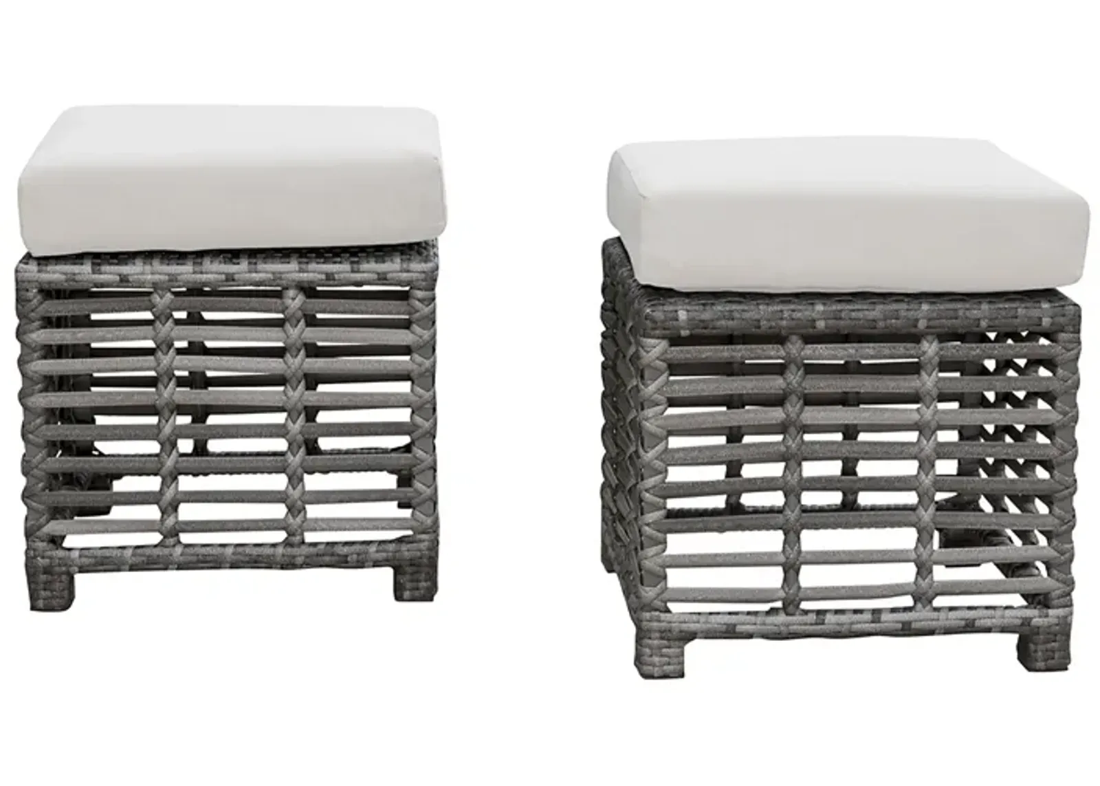 Panama Jack Graphite Set of 2 Small Ottomans with Cushions