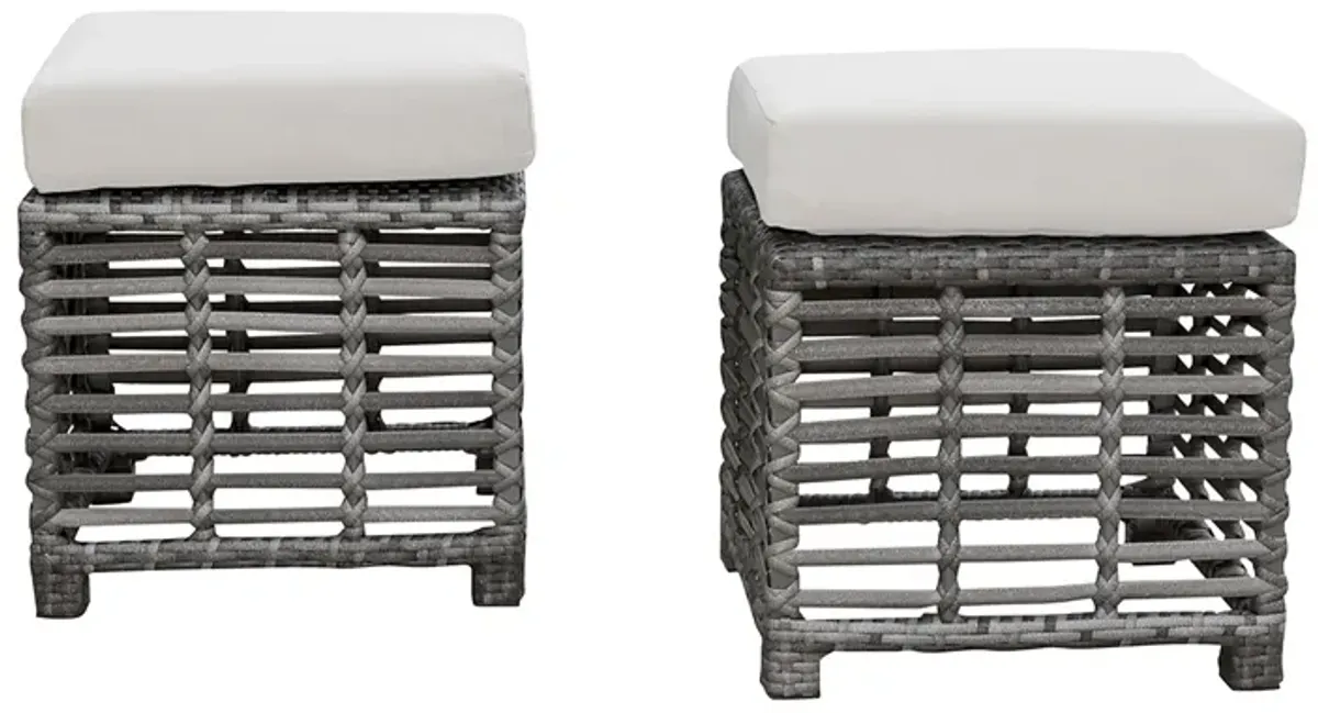 Panama Jack Graphite Set of 2 Small Ottomans with Cushions