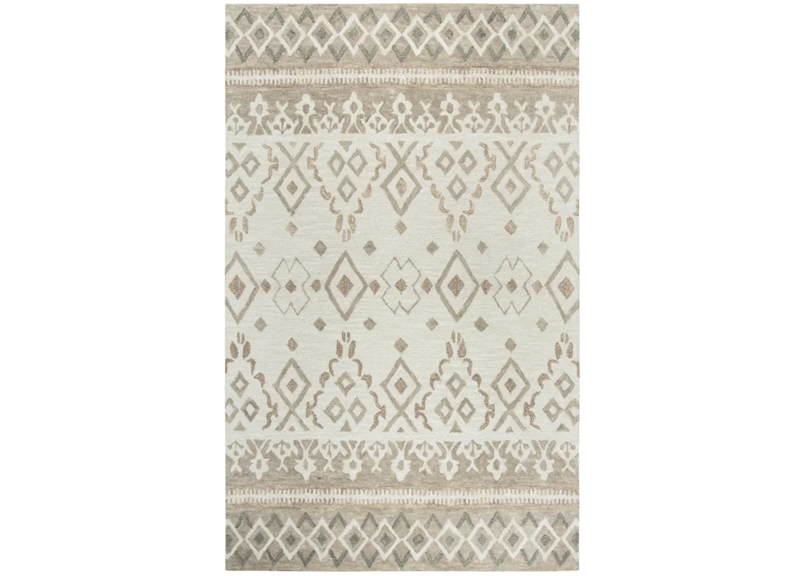 Opulent Natural/Beige Geometric Wool 8' x 10' Rectangle Rug