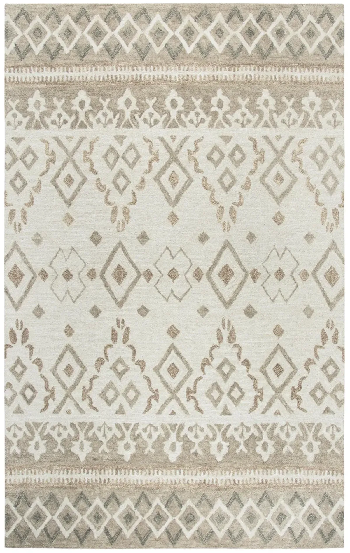 Opulent Natural/Beige Geometric Wool 8' x 10' Rectangle Rug