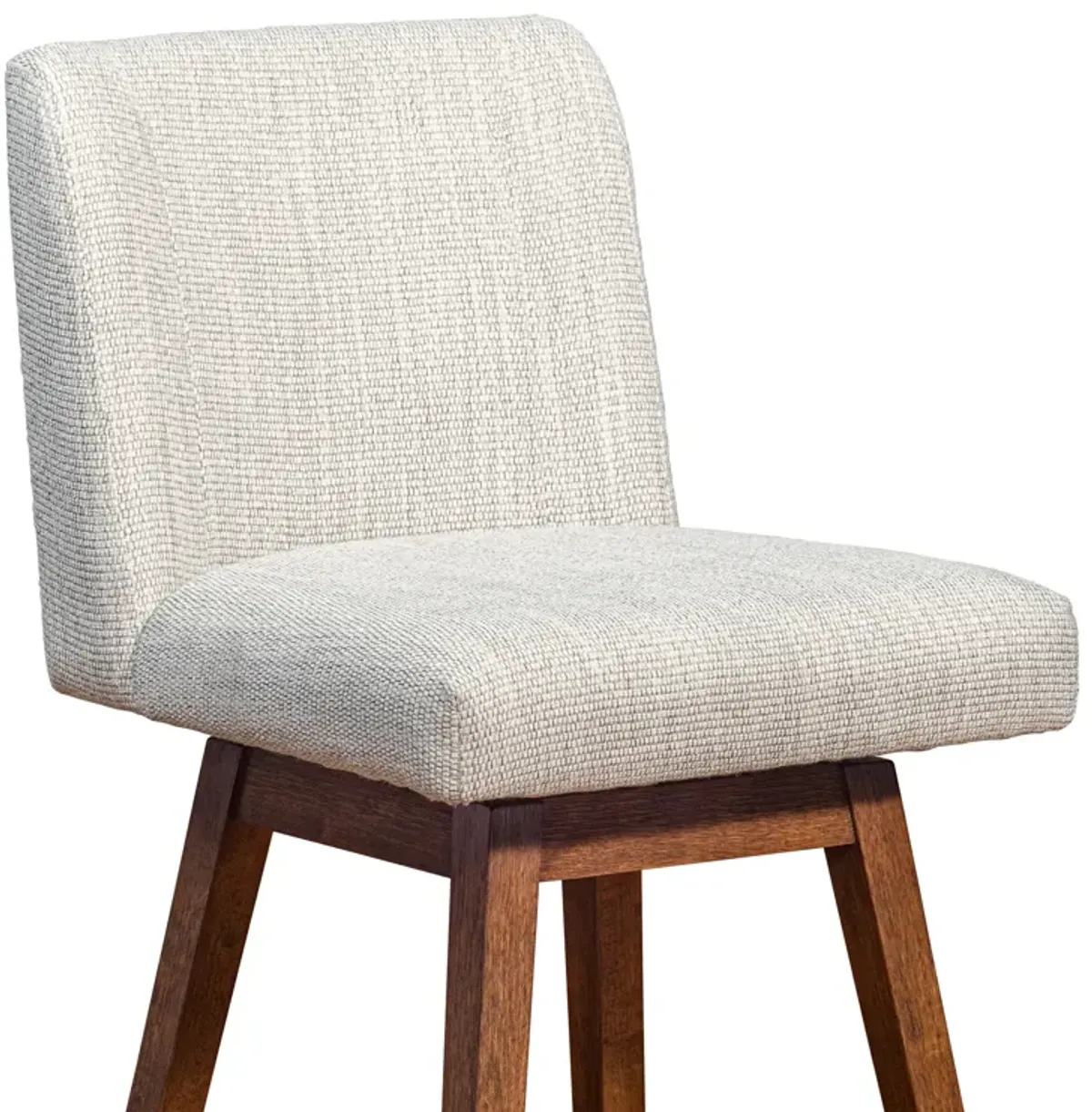 Basila Swivel Counter Stool in Brown Oak Wood Finish with Beige Fabric