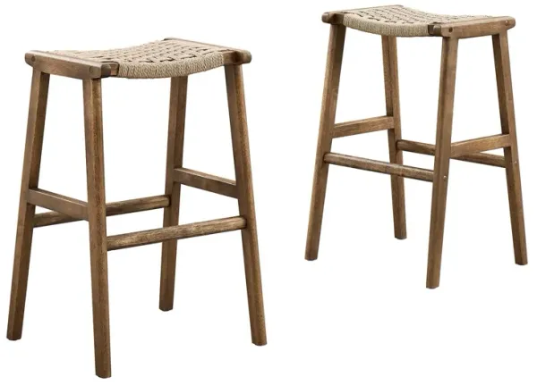 Saoirse Woven Rope Wood Bar Stool - Set of 2