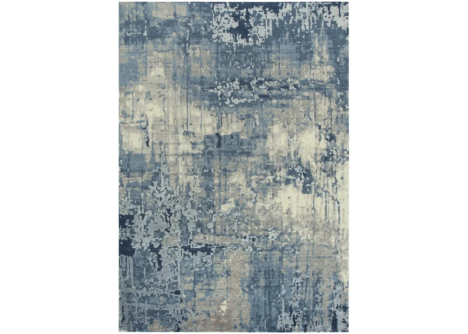 Artistry Blue Abstract NZ Wool/Tencel Blend 10' x 13' Rectangle Rug