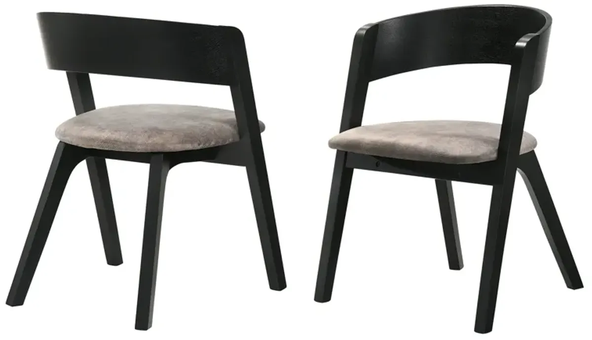 Jackie Mid-Century Upholstered Dining Chairs in Black finish - Set of 2