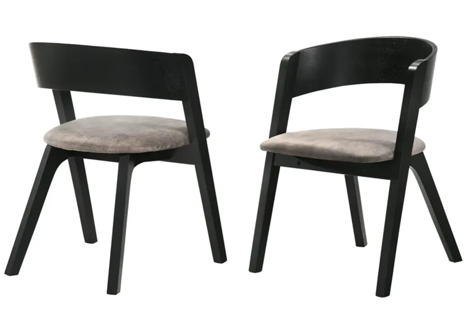 Jackie Mid-Century Upholstered Dining Chairs in Black finish - Set of 2