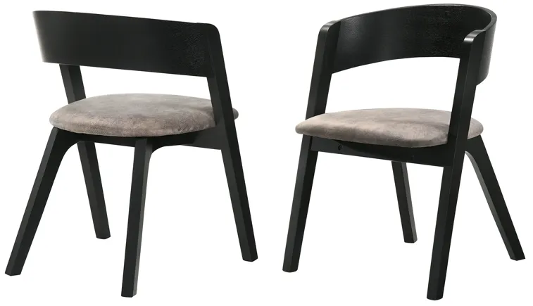 Jackie Mid-Century Upholstered Dining Chairs in Black finish - Set of 2