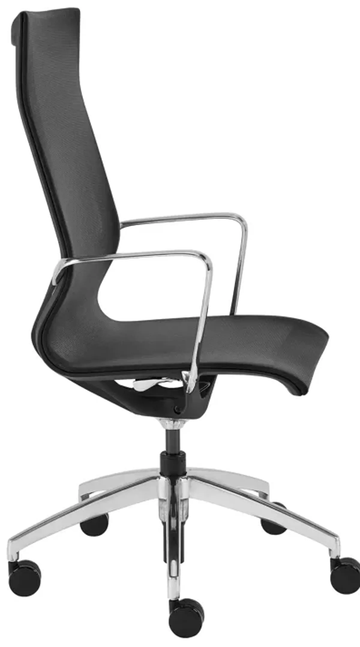 Tertu High Back Office Chair in Black Mesh with Polished Aluminum Base