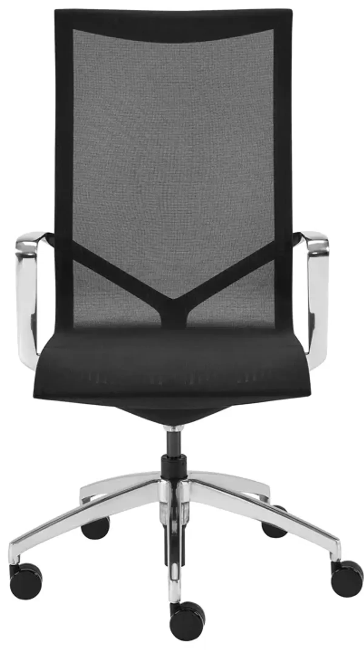 Tertu High Back Office Chair in Black Mesh with Polished Aluminum Base