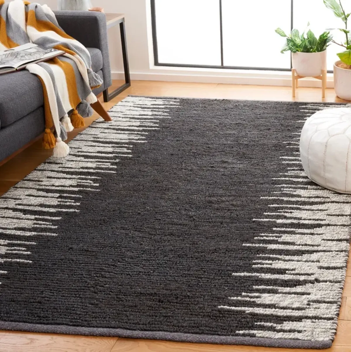 NATURAL FIBER 953 BLACK  8' x 10' Large Rectangle Rug