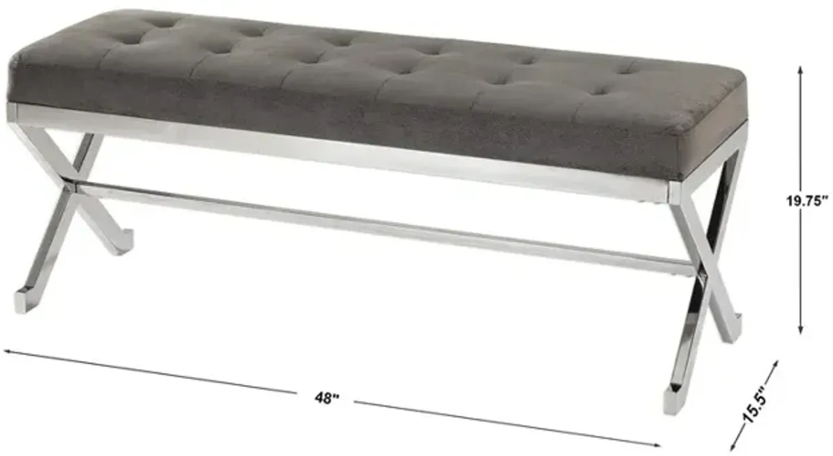 Bijou Gray Fabric Bench