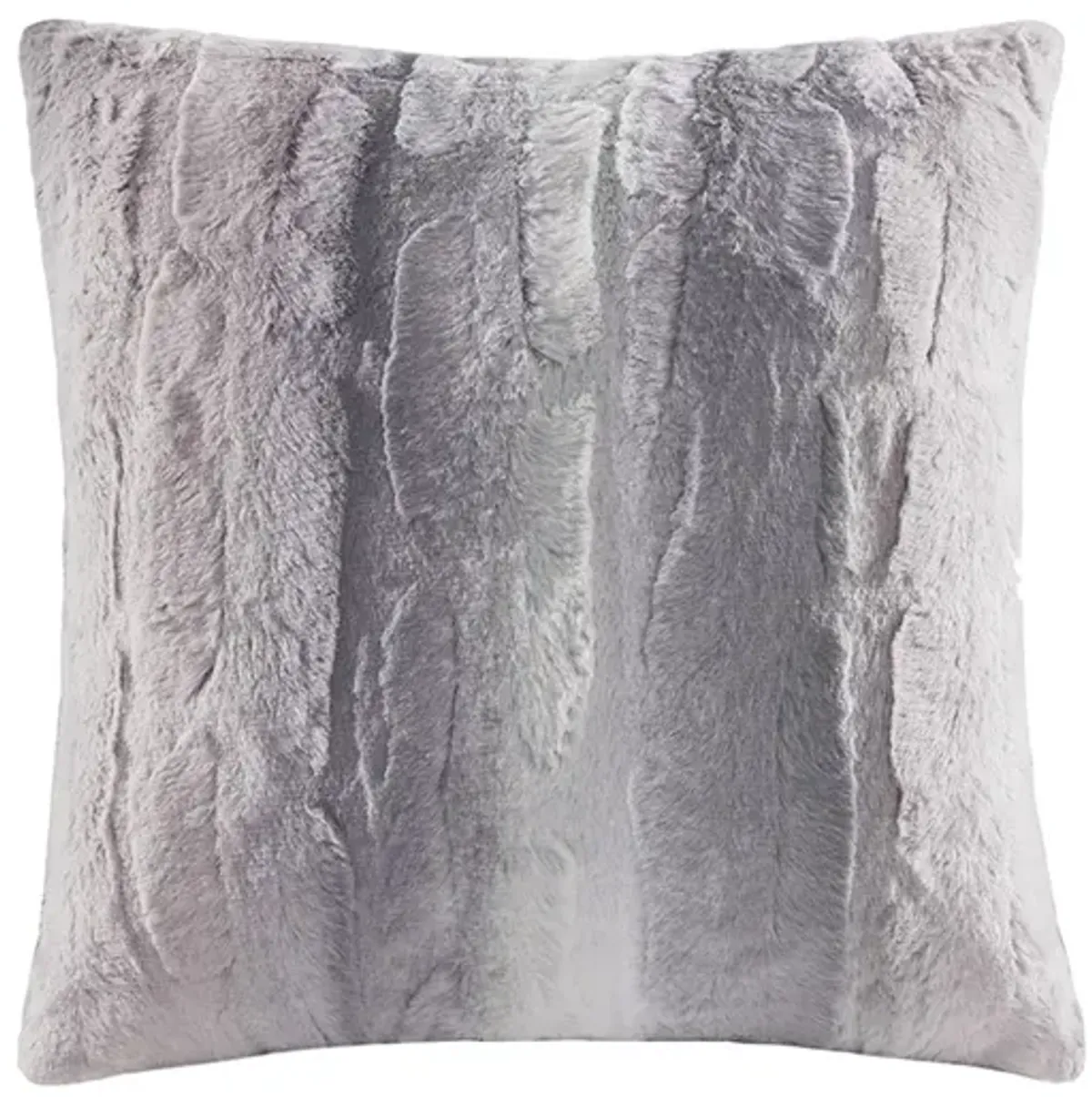 Madison Park Zuri Blush/Grey Faux Fur Square Pillow