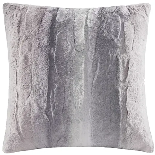 Madison Park Zuri Blush/Grey Faux Fur Square Pillow