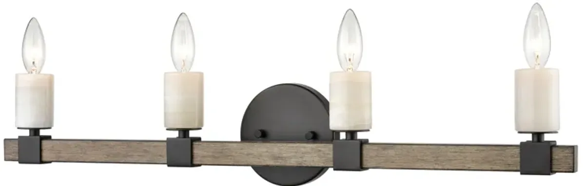 Stone Manor 30" Wide 4-Light Vanity Light - Matte Black