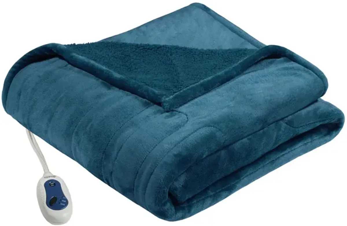 Beautyrest Heated Microlight to Berber Teal Throw