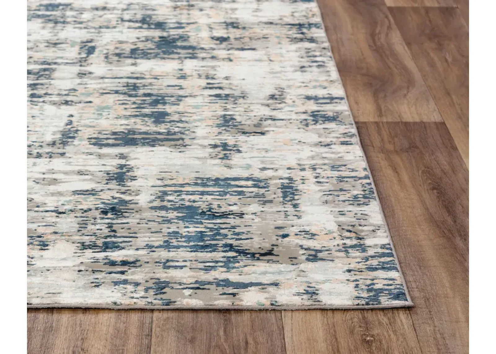 Chelsea Ivory / Teal Abstract Polyester 2'7" x 9'6" Runner Rug