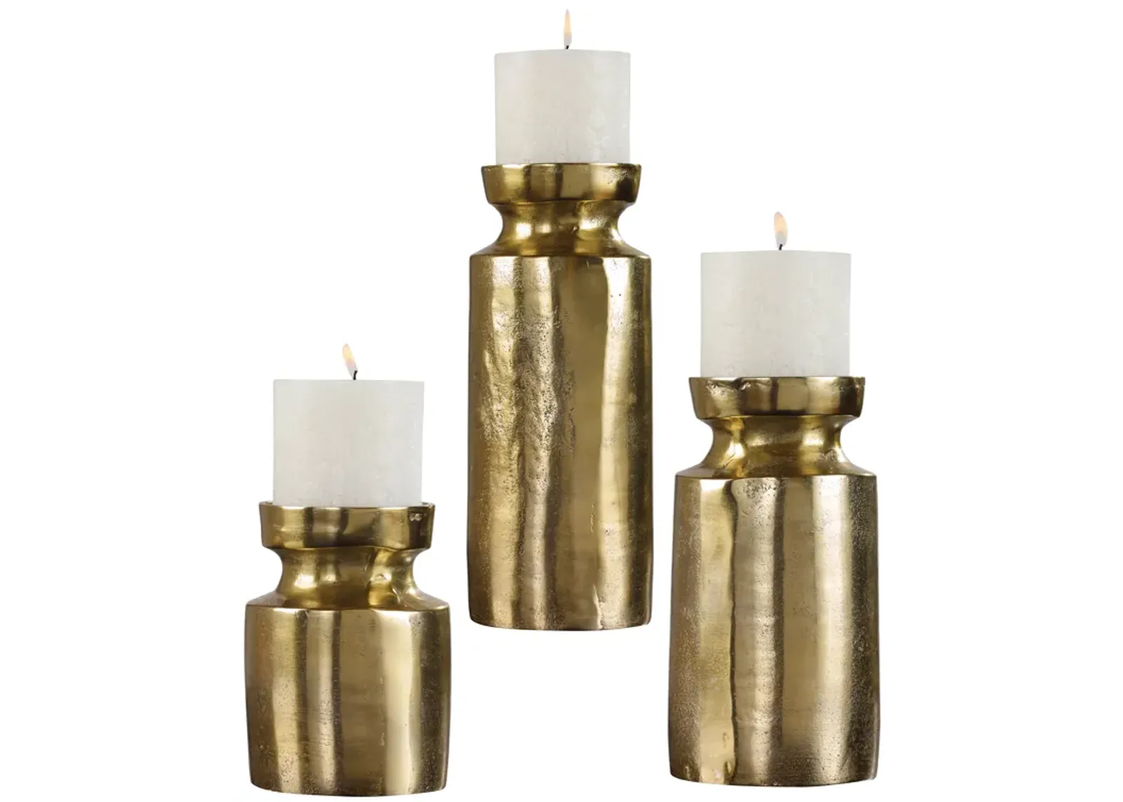 Amina Antique Brass Candleholders Set/3