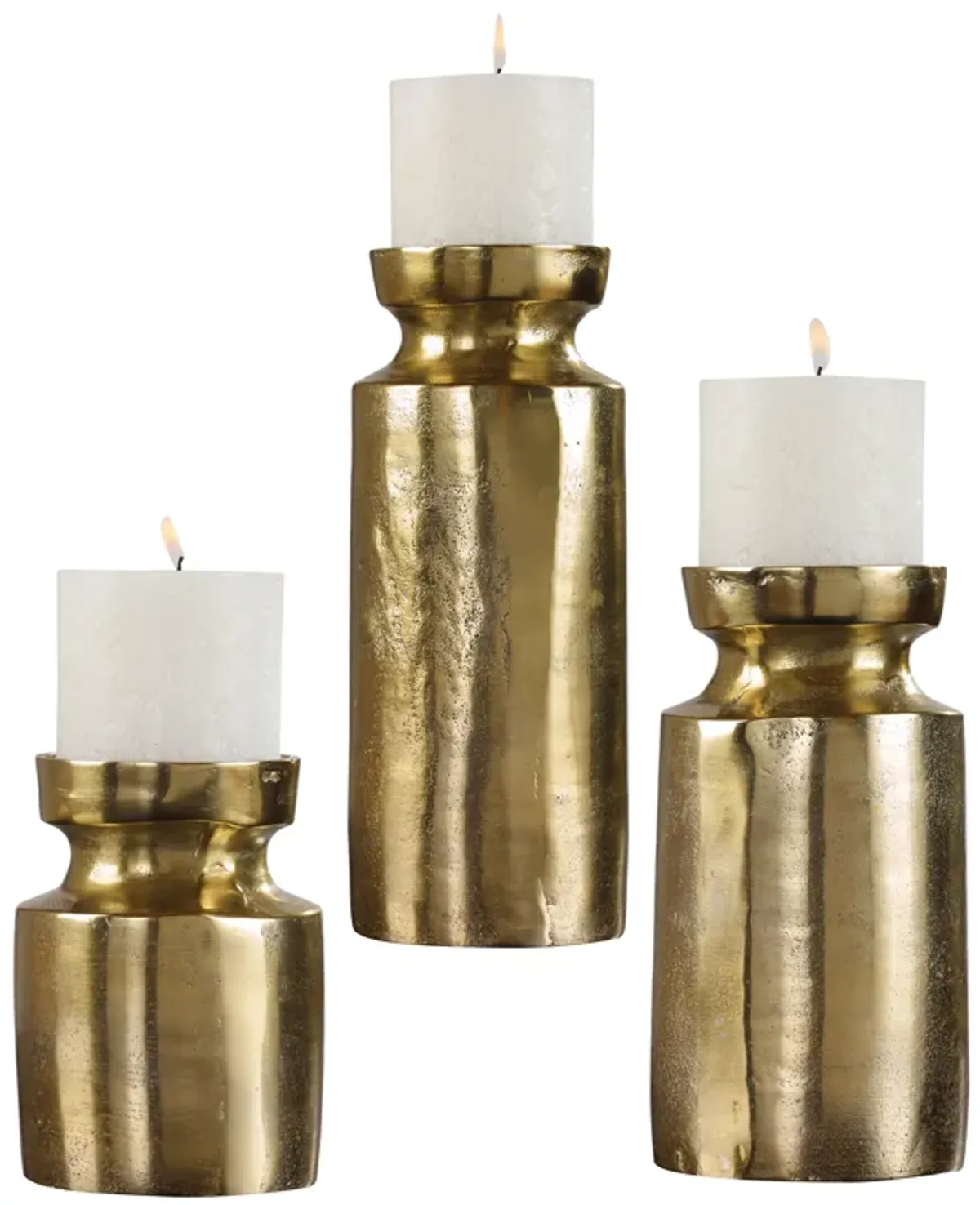 Amina Antique Brass Candleholders Set/3