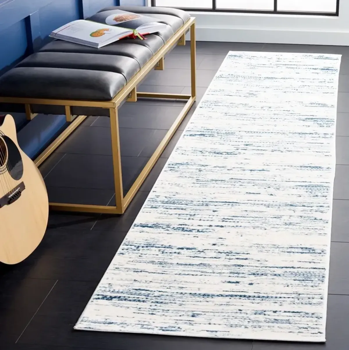 ALAMO 742 Blue 2'-2' X 8' Runner Rug