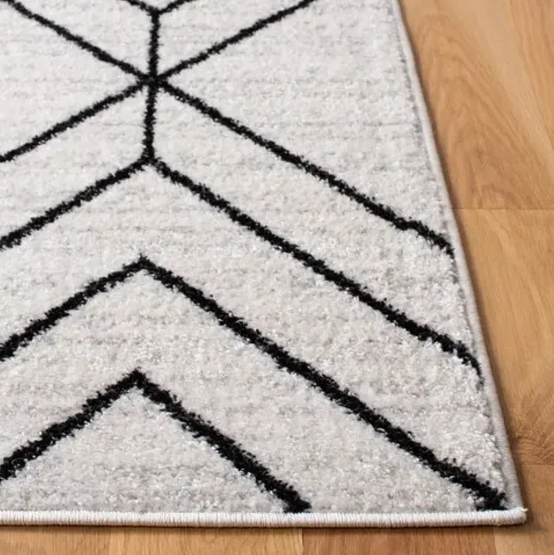 ADIRONDACK Contemporary Ivory / Black 2'-6" X 8' Powerloomed Rug