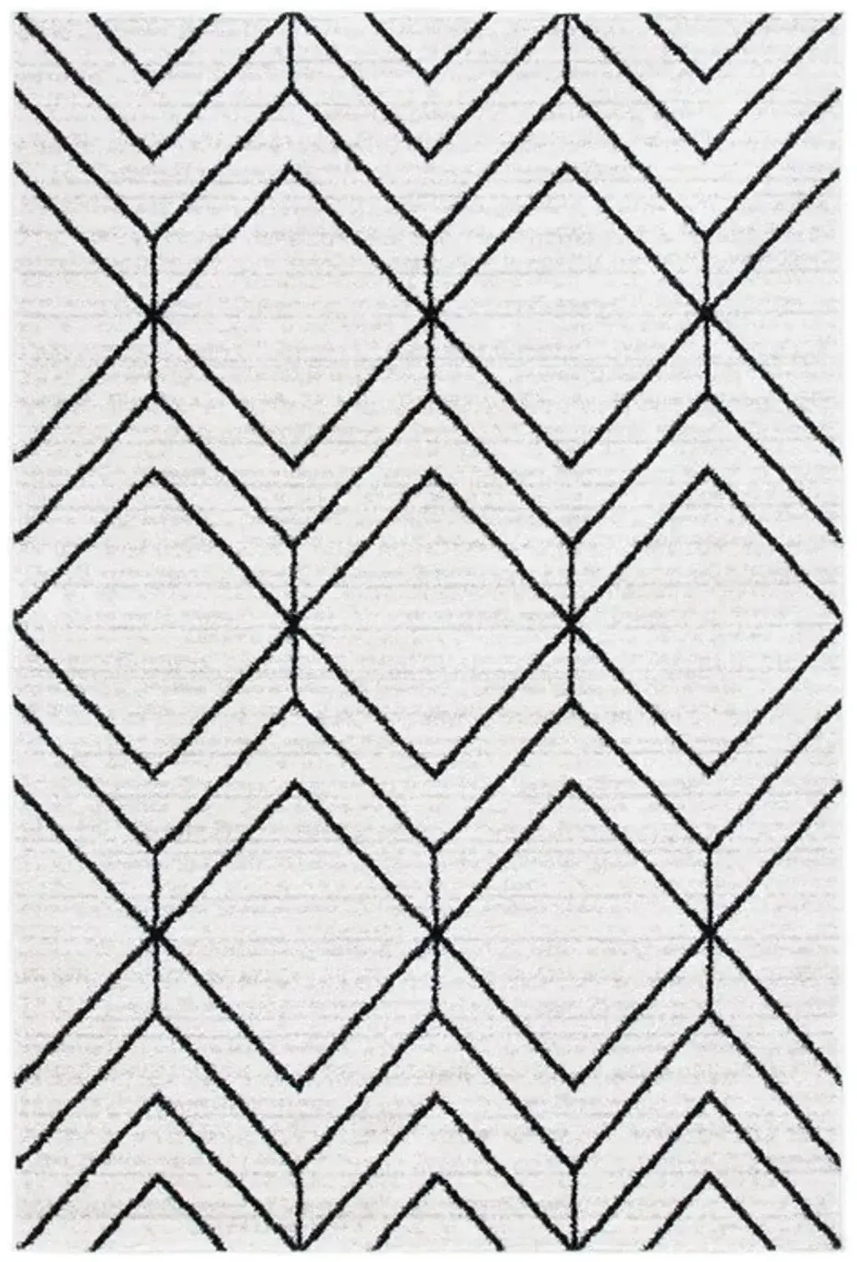 ADIRONDACK Contemporary Ivory / Black 2'-6" X 8' Powerloomed Rug