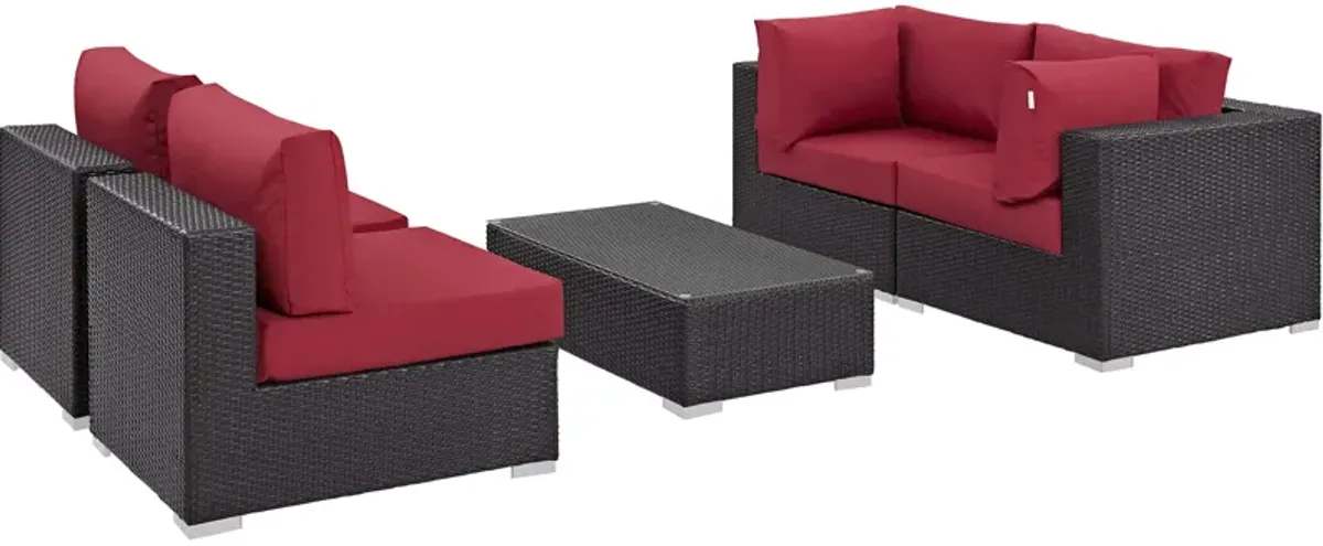 Convene 5 Piece Outdoor Patio Sectional Set