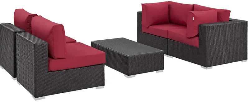 Convene 5 Piece Outdoor Patio Sectional Set