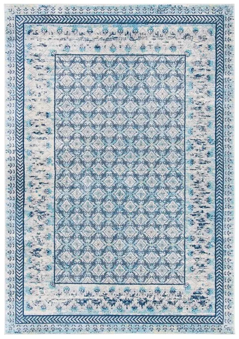 Brentwood 899 Ivory / Aqua 5'-3" X 7'-6" Medium Rectangle Powerloomed Rug