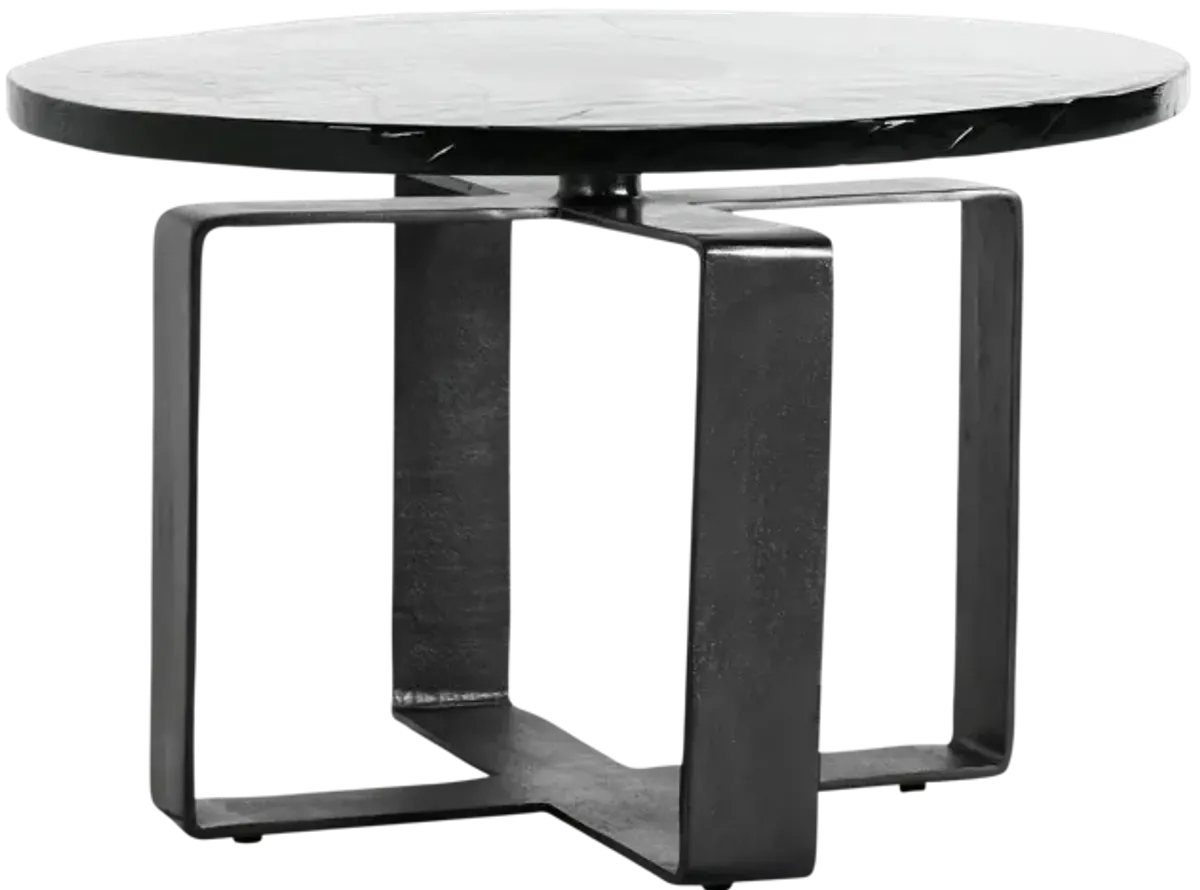 Keith 28" Industrial Glass Black Coffee Table