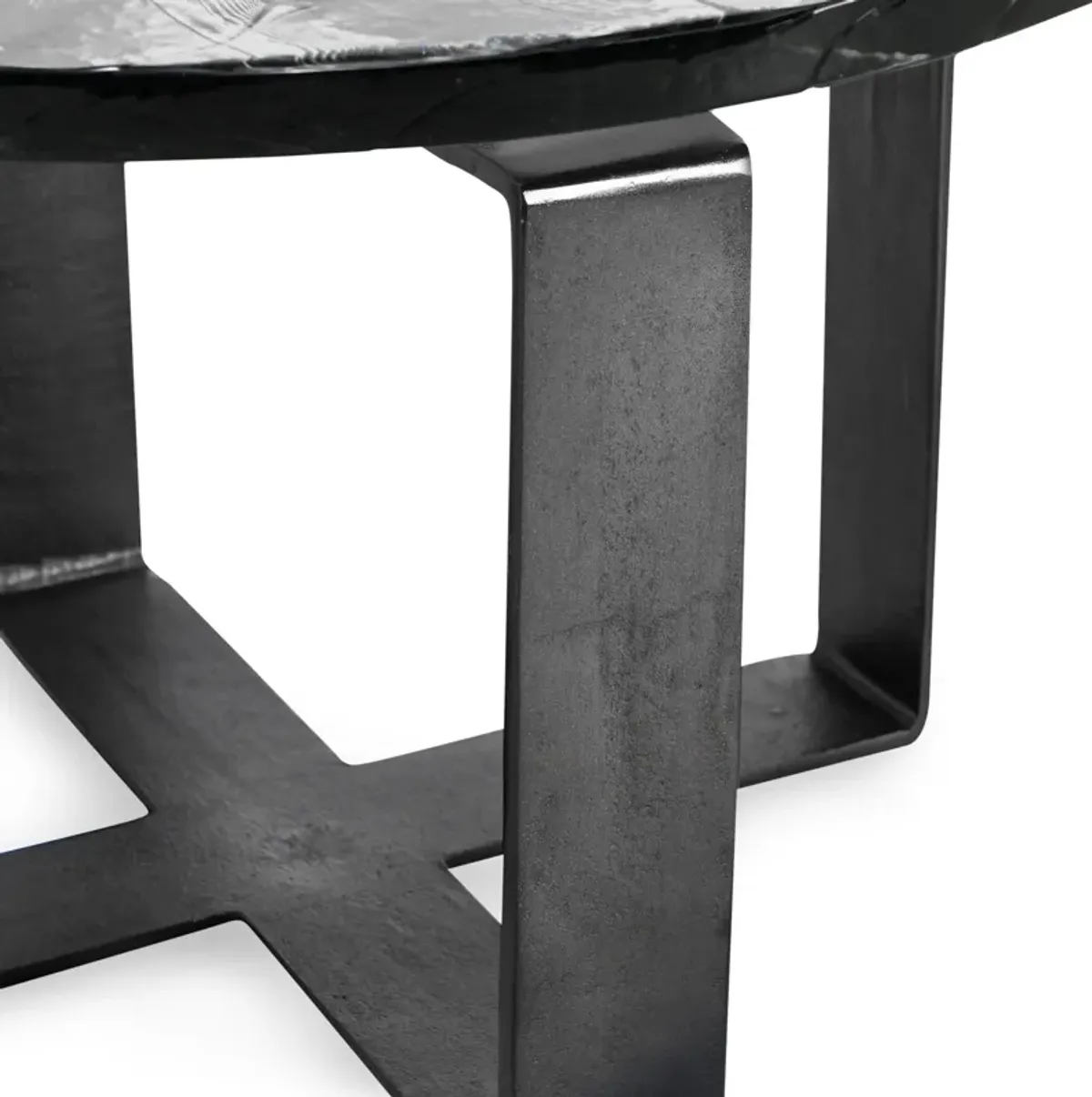 Keith 28" Industrial Glass Black Coffee Table