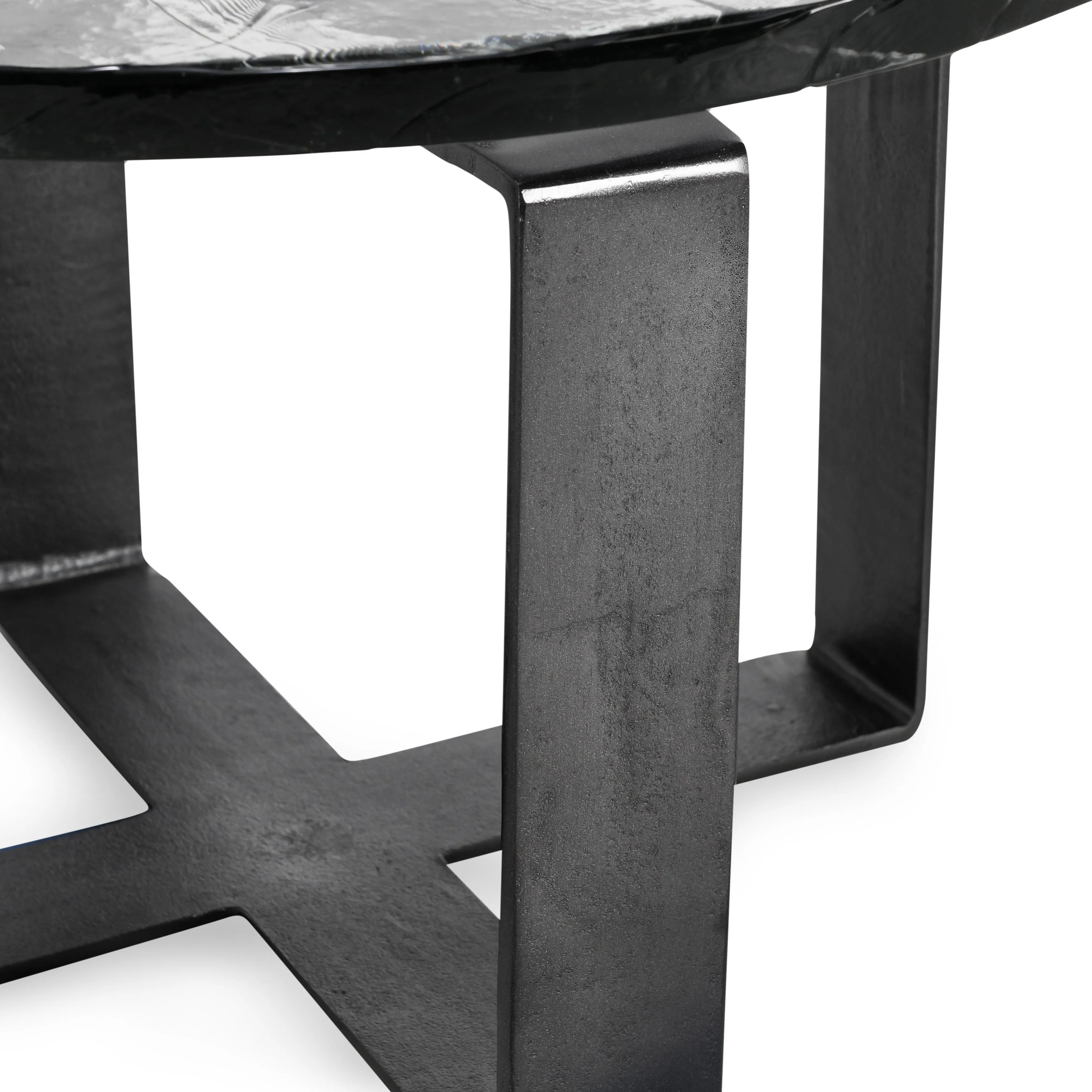 Keith 28" Industrial Glass Black Coffee Table