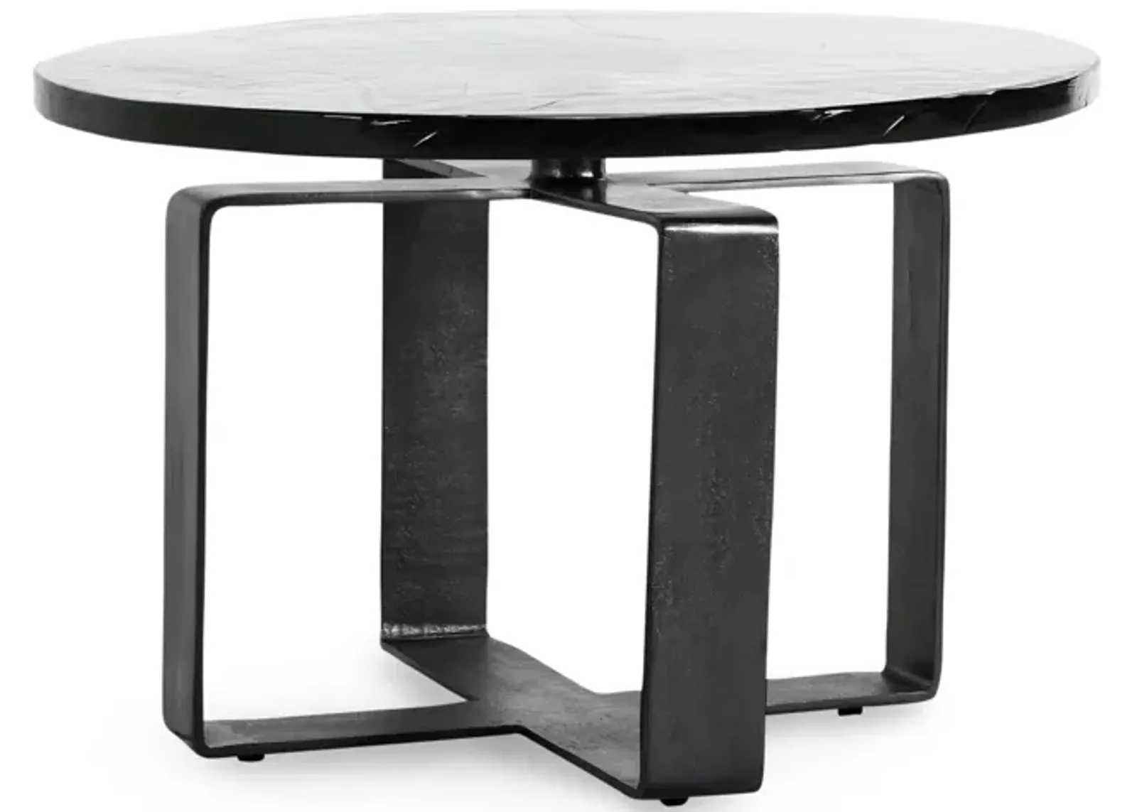 Keith 28" Industrial Glass Black Coffee Table