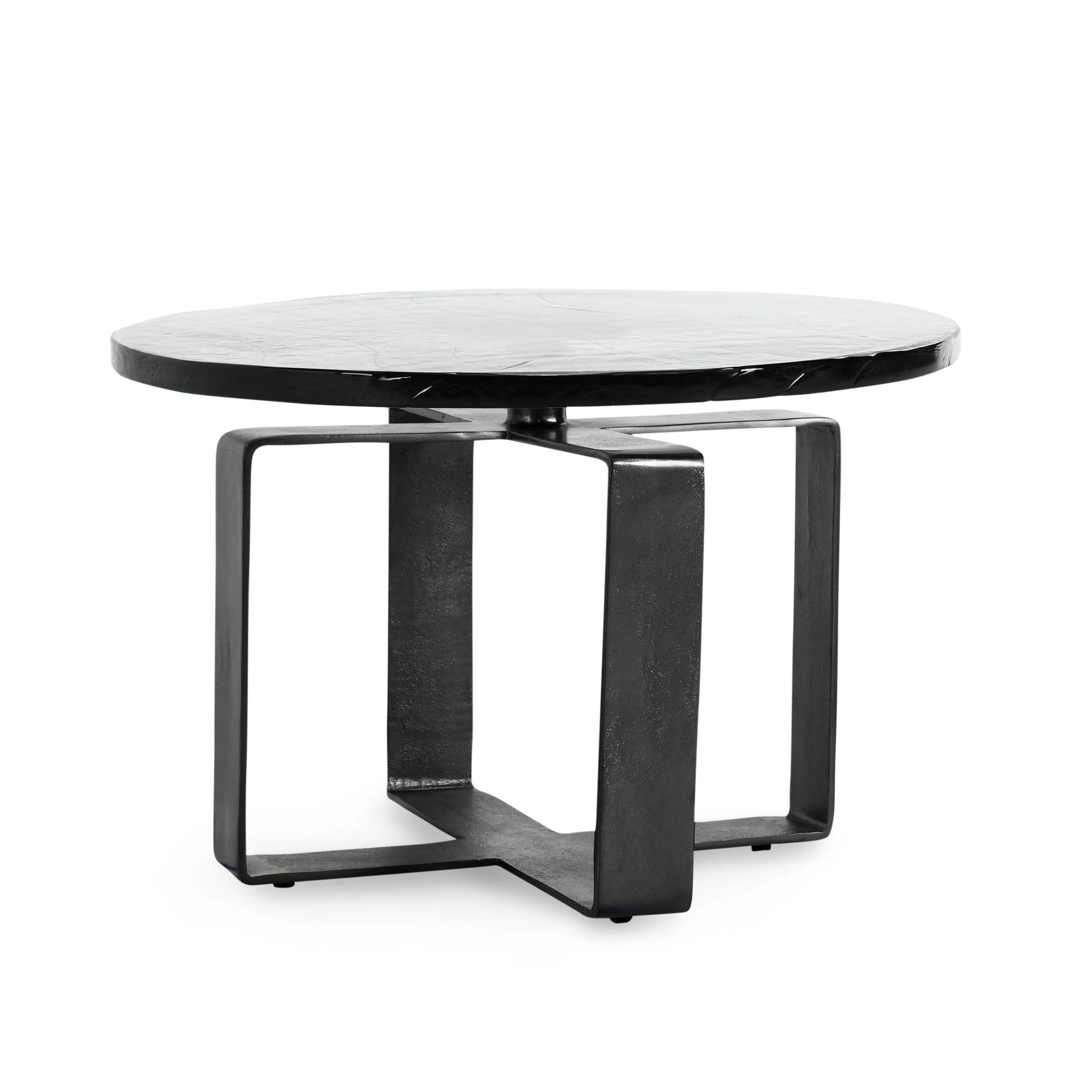 Keith 28" Industrial Glass Black Coffee Table