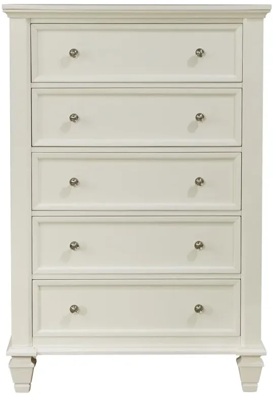 Sandy Beach 5-drawer Rectangular Chest Cream White