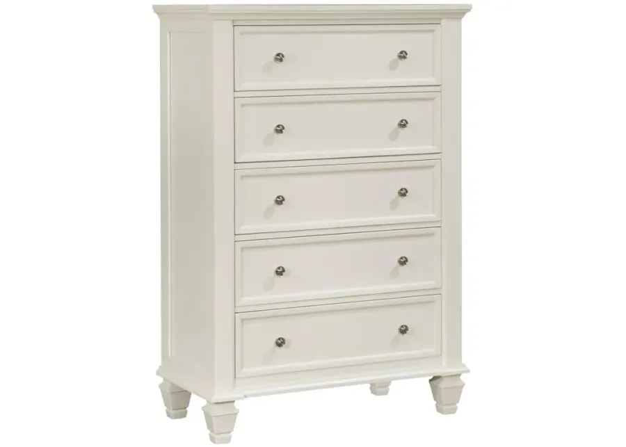 Sandy Beach 5-drawer Rectangular Chest Cream White