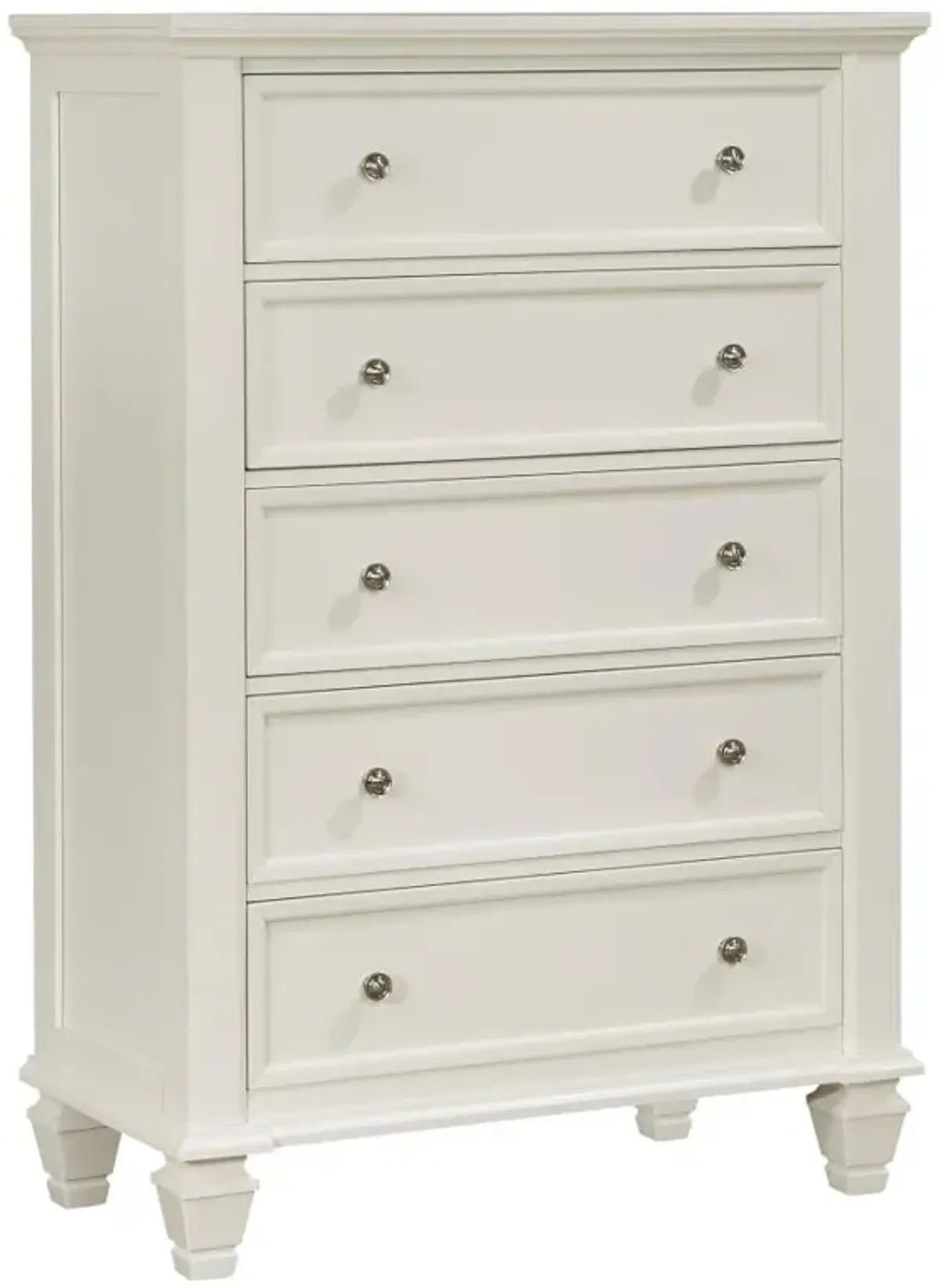 Sandy Beach 5-drawer Rectangular Chest Cream White