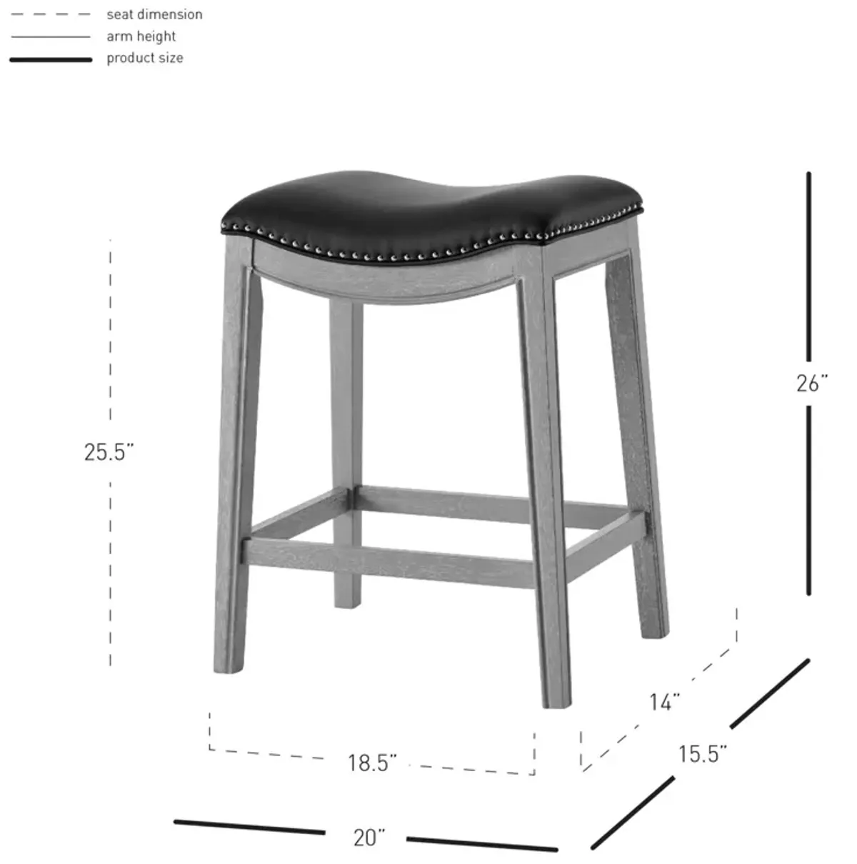 grover kd pu counter stool ash gray frame, matte black(assembly required)