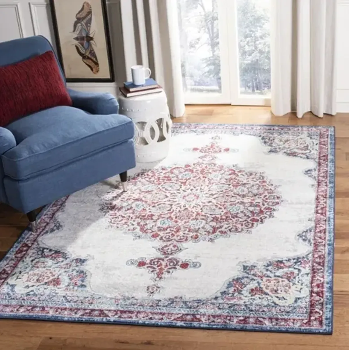 Brentwood 867 Ivory / Red 10' X 13' Oversized Rectangle Powerloomed Rug