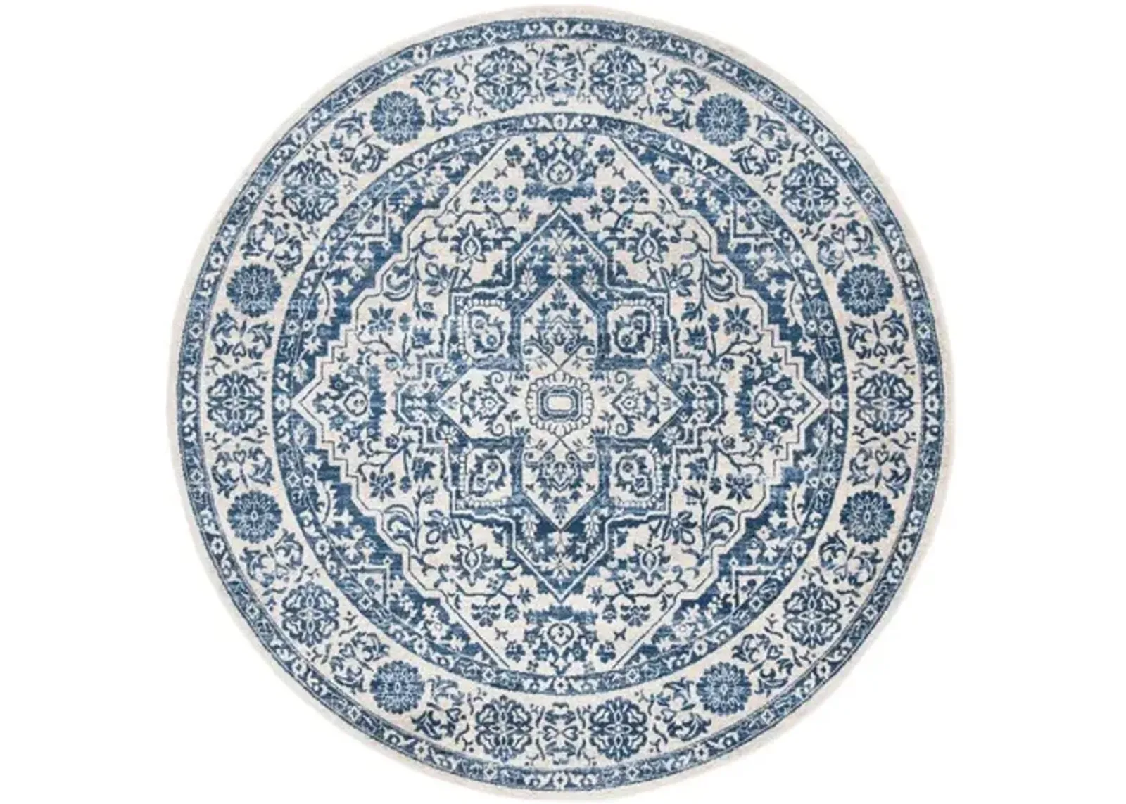 Brentwood 832 Navy / Light Grey 3' X 3' Round Round Powerloomed Rug