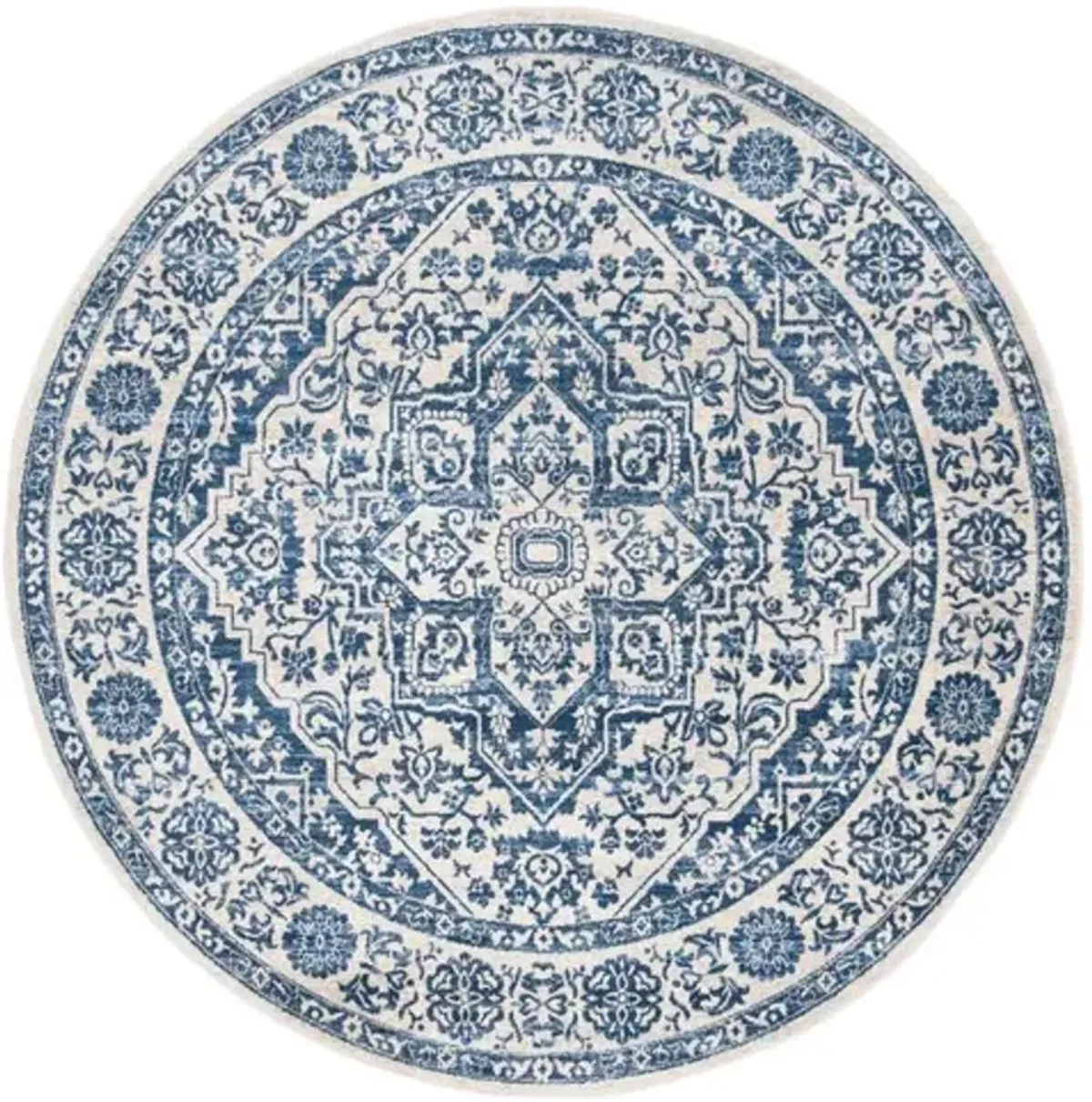 Brentwood 832 Navy / Light Grey 3' X 3' Round Round Powerloomed Rug