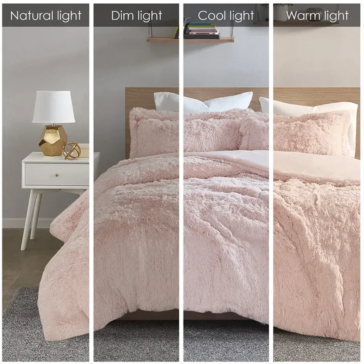 Intelligent Design Malea Blush Shaggy Fur Duvet Cover Set