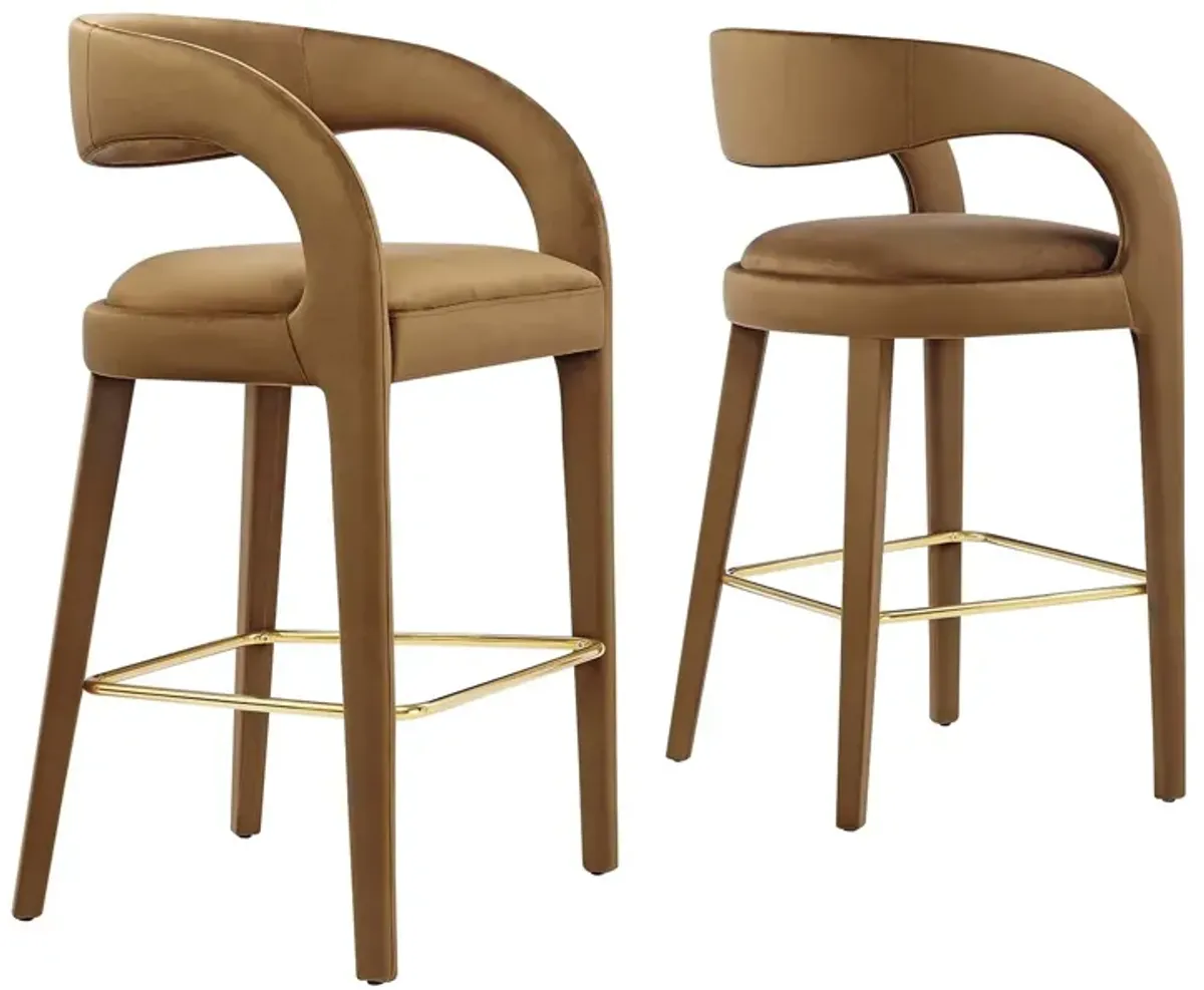 Pinnacle Performance Velvet Bar Stool Set of Two