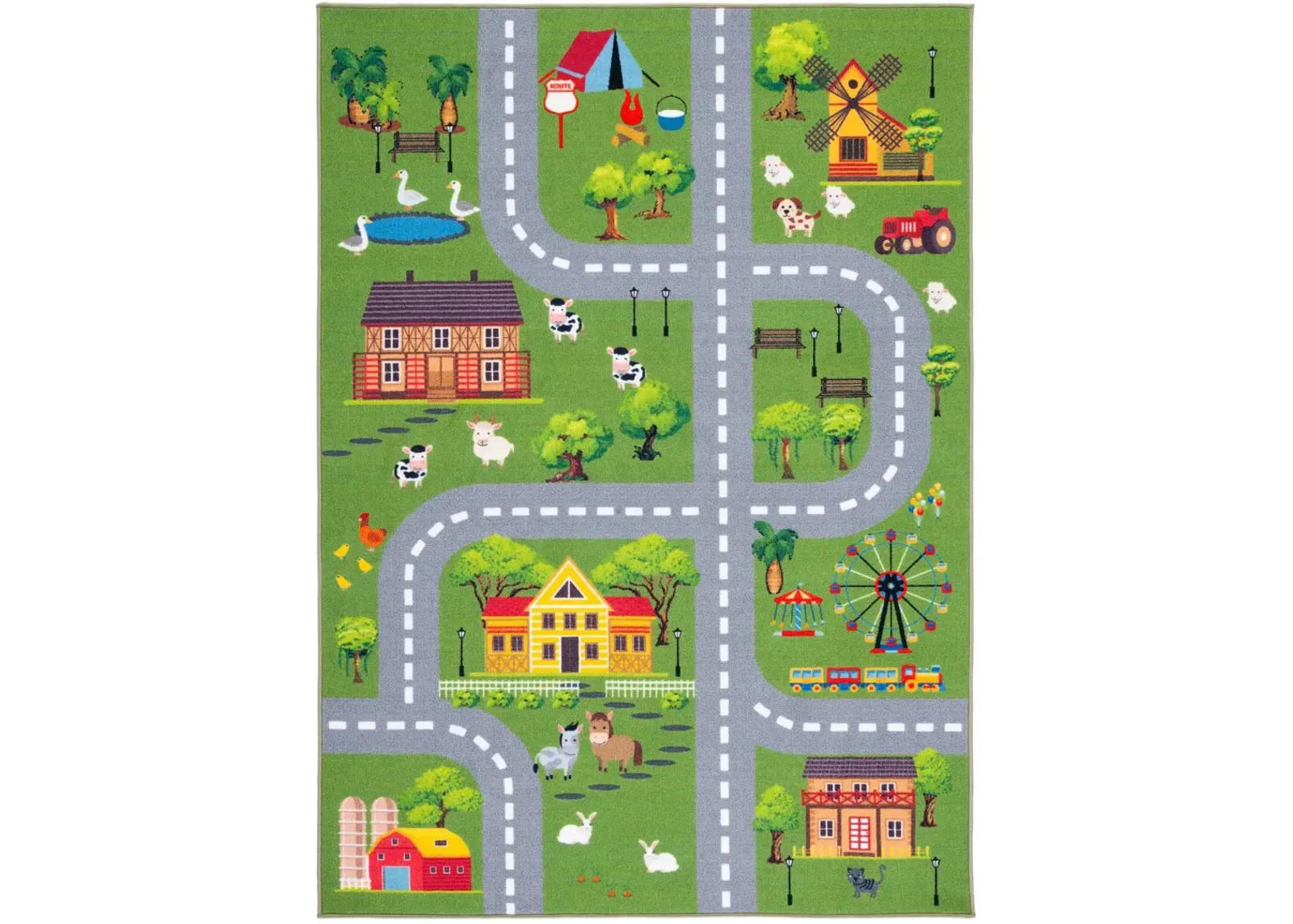 KIDS PLAYHOUSE 235 DARK GREEN  2'-2' x 4' Accent Rug