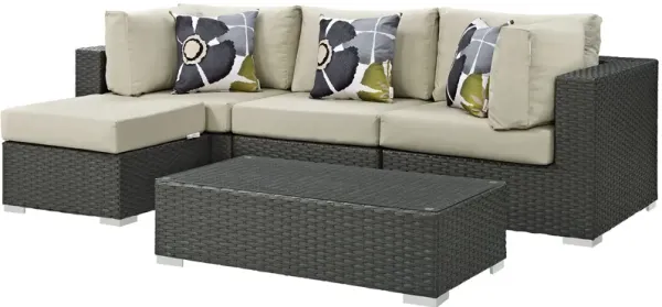 Sojourn 5 Piece Outdoor Patio Sunbrella® Sectional Set