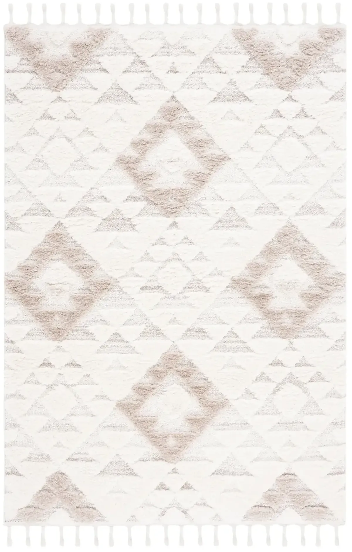 MOROCCAN TASSEL SHAG 688 IVORY  5'-3' x 7'-6' Medium Rectangle Rug