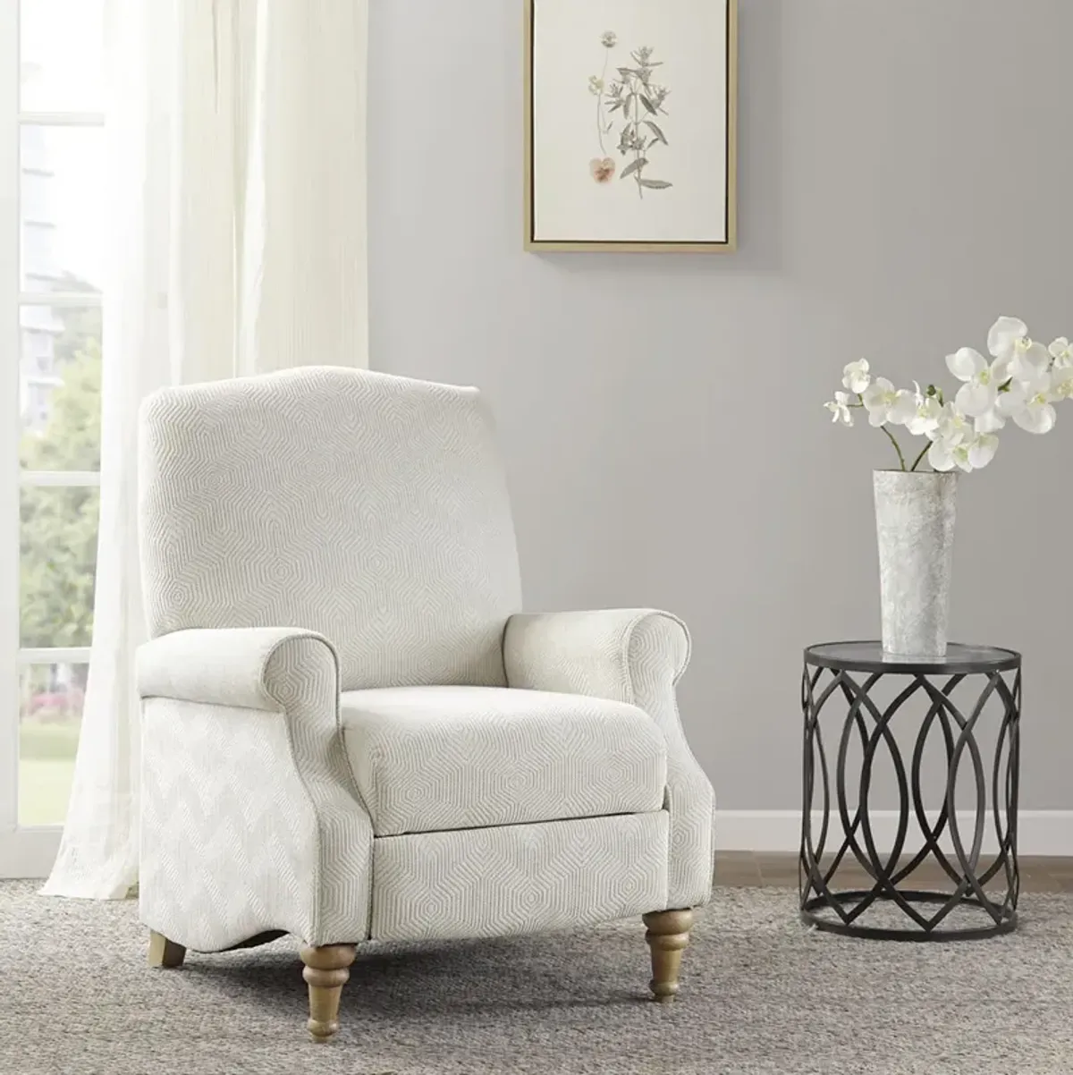 Madison Park Athena Ivory Push Back Recliner