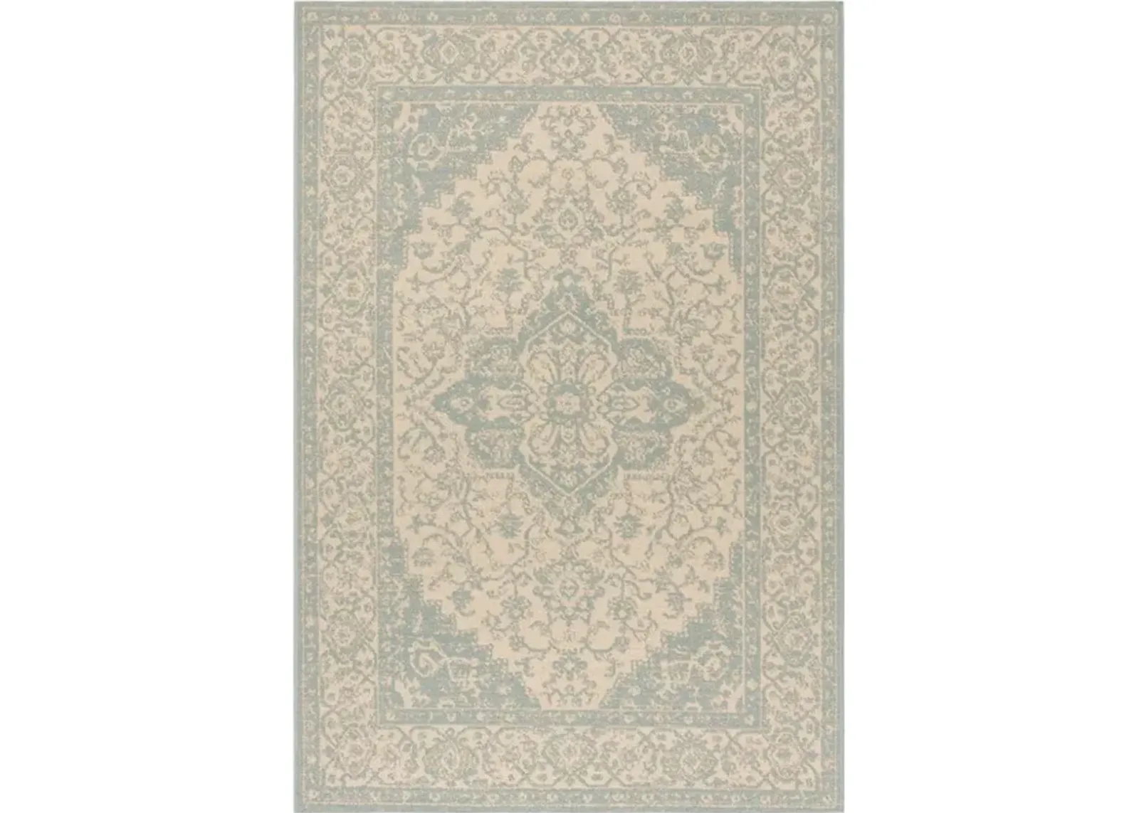 LINDEN 137 Collection LND137L-5 Cream / Aqua 5'-3" X 7'-6"