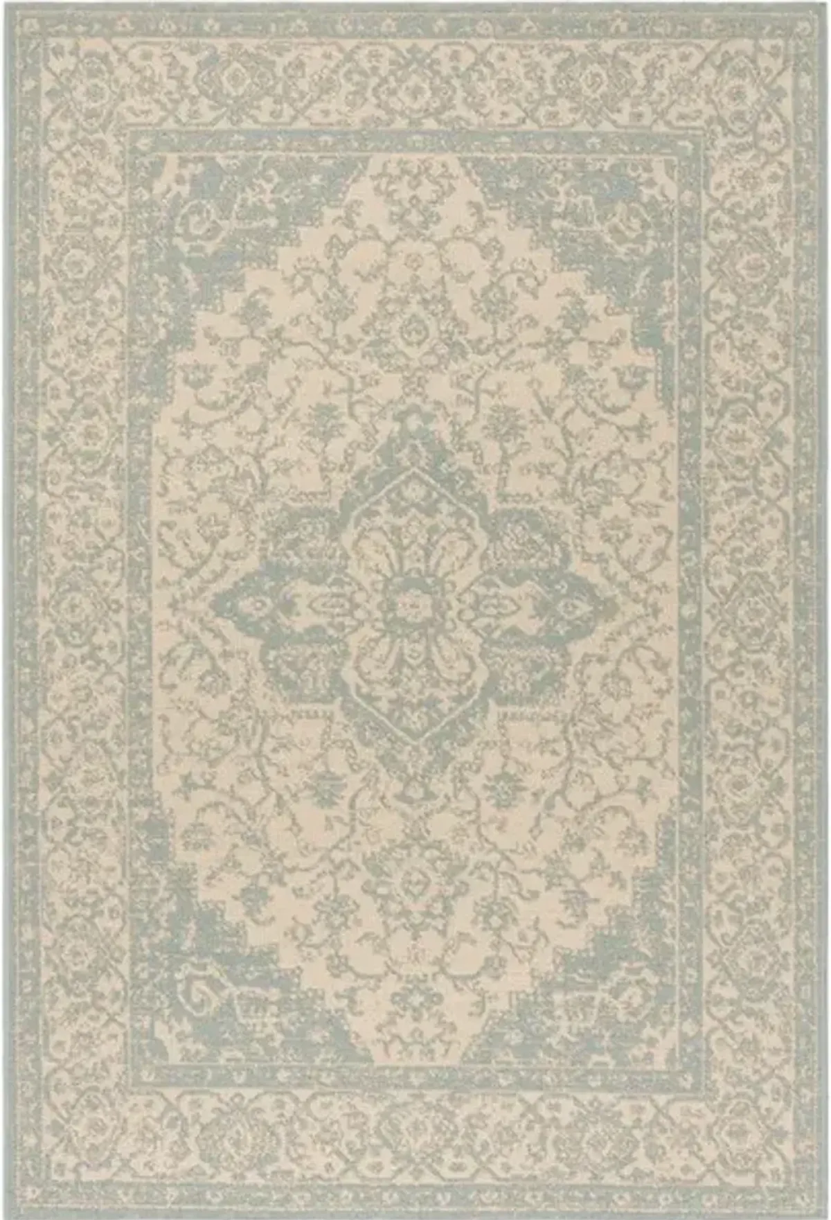 LINDEN 137 Collection LND137L-5 Cream / Aqua 5'-3" X 7'-6"